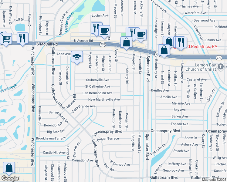 map of restaurants, bars, coffee shops, grocery stores, and more near 9379 San Bernandino Avenue in Englewood