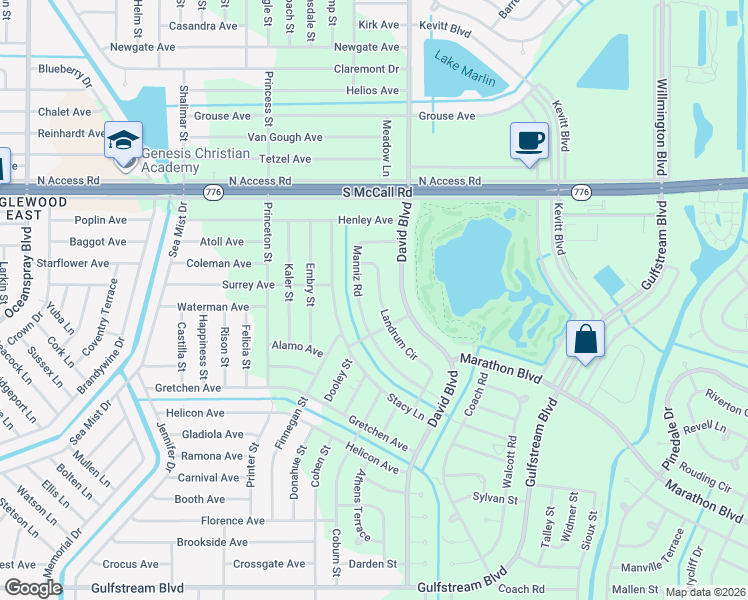 map of restaurants, bars, coffee shops, grocery stores, and more near 7116 Landrum Circle in Port Charlotte