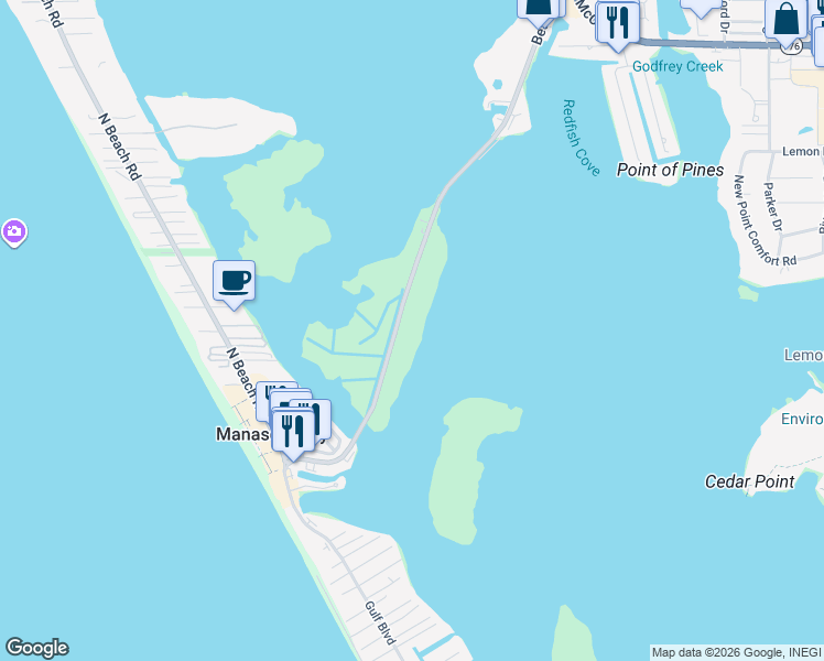 map of restaurants, bars, coffee shops, grocery stores, and more near 1751 Beach Road in Englewood