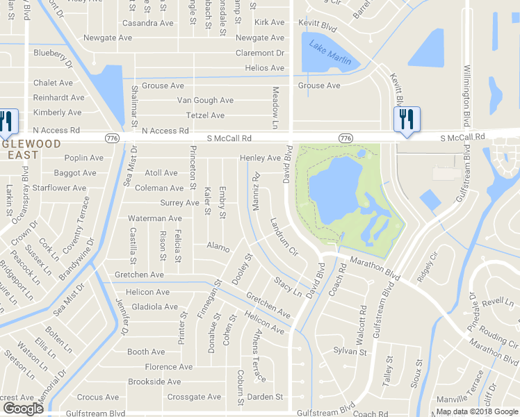 map of restaurants, bars, coffee shops, grocery stores, and more near 7033 Manniz Road in Port Charlotte