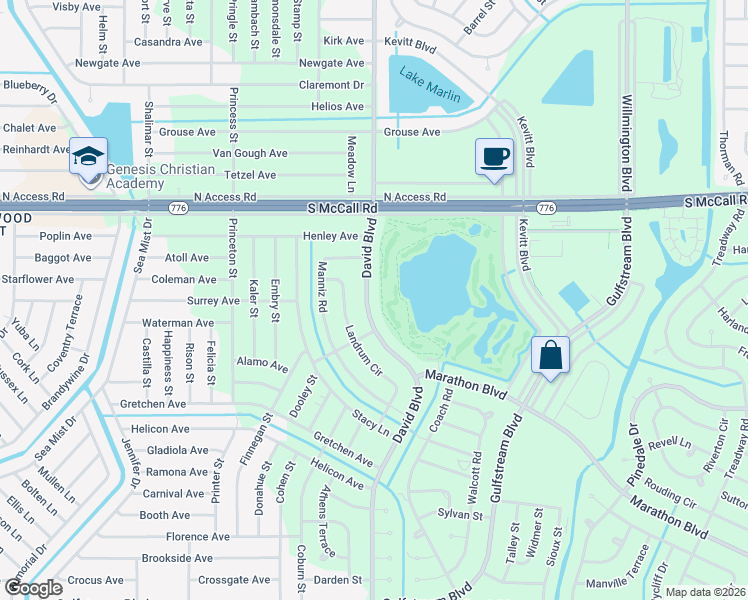 map of restaurants, bars, coffee shops, grocery stores, and more near 7244 David Boulevard in Port Charlotte