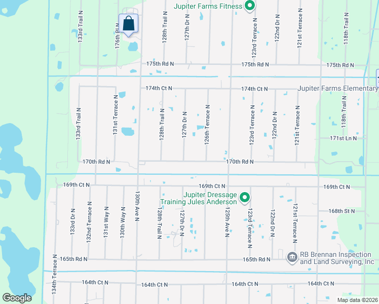 map of restaurants, bars, coffee shops, grocery stores, and more near 17130 127th Drive North in Jupiter