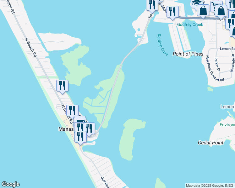 map of restaurants, bars, coffee shops, grocery stores, and more near 1651 Beach Road in Englewood