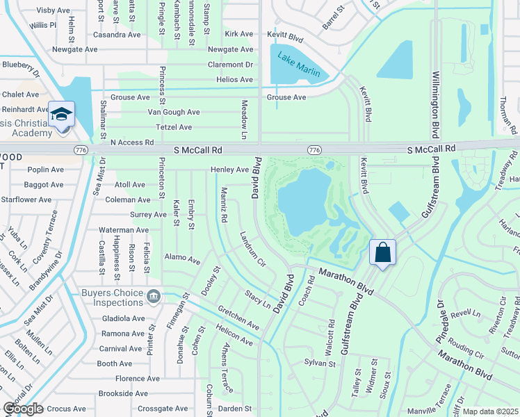map of restaurants, bars, coffee shops, grocery stores, and more near 7244 David Boulevard in Port Charlotte