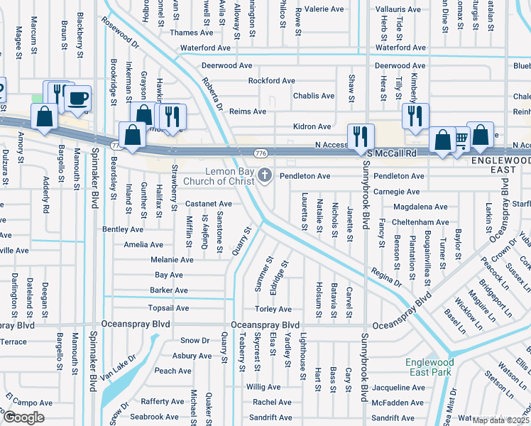 map of restaurants, bars, coffee shops, grocery stores, and more near 7049 Regina Drive in Englewood