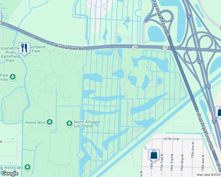 map of restaurants, bars, coffee shops, grocery stores, and more near 134 Carmela Court in Jupiter