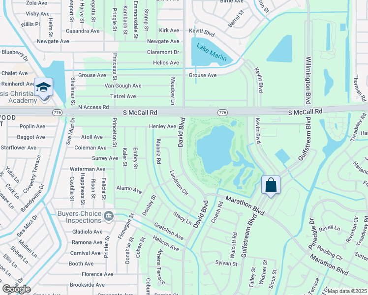 map of restaurants, bars, coffee shops, grocery stores, and more near 7244 David Boulevard in Port Charlotte