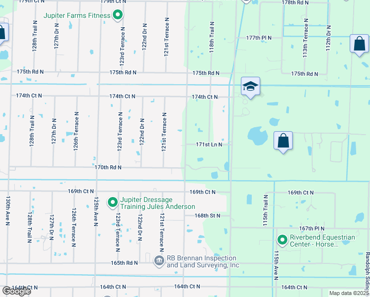 map of restaurants, bars, coffee shops, grocery stores, and more near 17170 Alexander Run in Jupiter