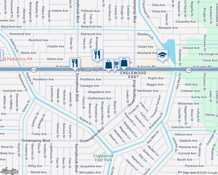 map of restaurants, bars, coffee shops, grocery stores, and more near 11144 Carnegie Avenue in Englewood