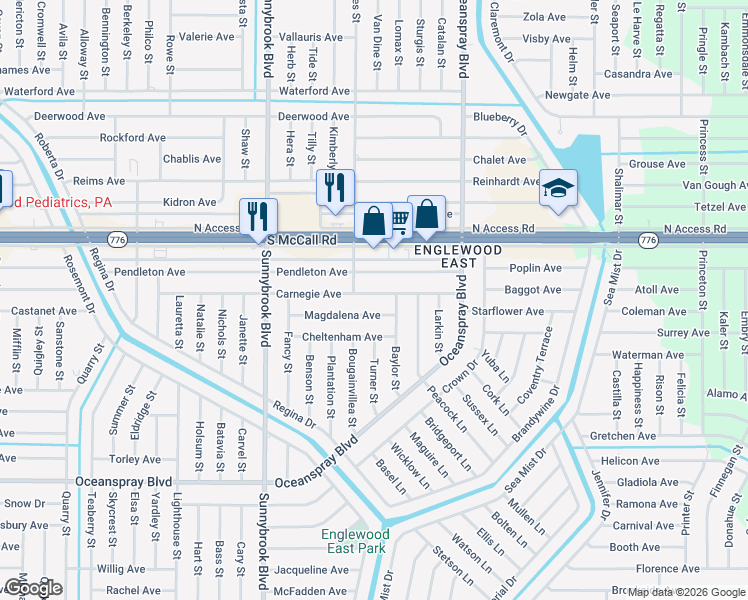 map of restaurants, bars, coffee shops, grocery stores, and more near 11144 Carnegie Avenue in Englewood