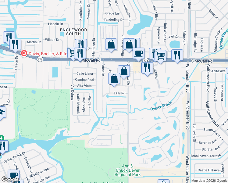 map of restaurants, bars, coffee shops, grocery stores, and more near 6552 Hamlet Drive in Englewood
