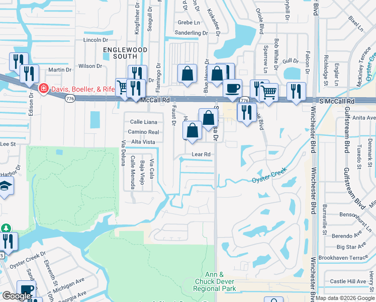 map of restaurants, bars, coffee shops, grocery stores, and more near 6552 Hamlet Drive in Englewood