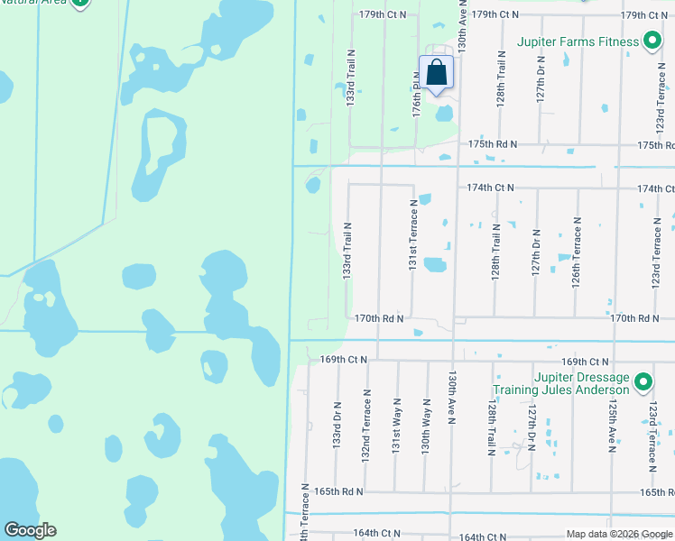 map of restaurants, bars, coffee shops, grocery stores, and more near 17265 133rd Trail North in Jupiter
