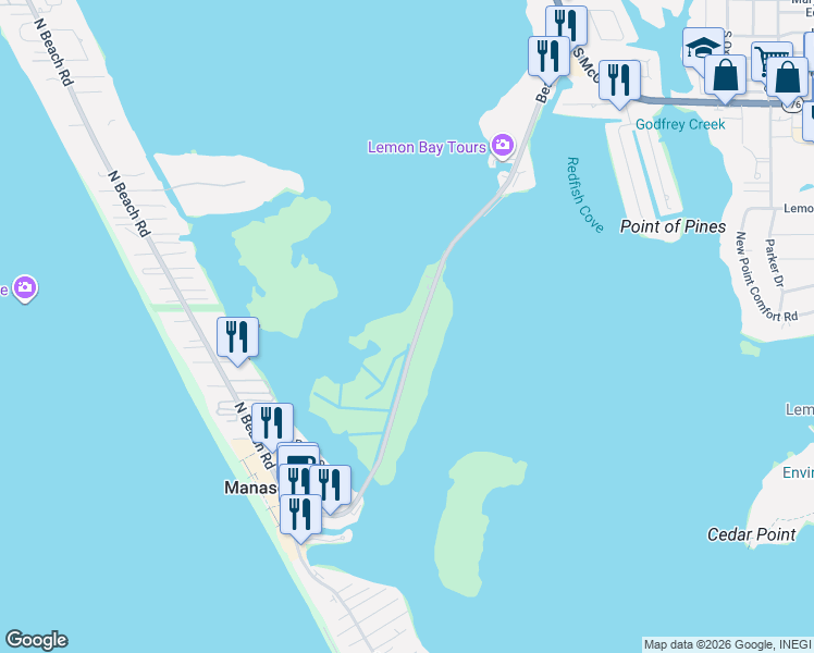 map of restaurants, bars, coffee shops, grocery stores, and more near 1420 Beach Road in Englewood