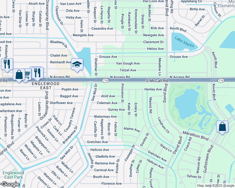 map of restaurants, bars, coffee shops, grocery stores, and more near 12056 Atoll Avenue in Port Charlotte