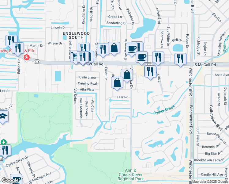 map of restaurants, bars, coffee shops, grocery stores, and more near 6552 Hamlet Drive in Englewood