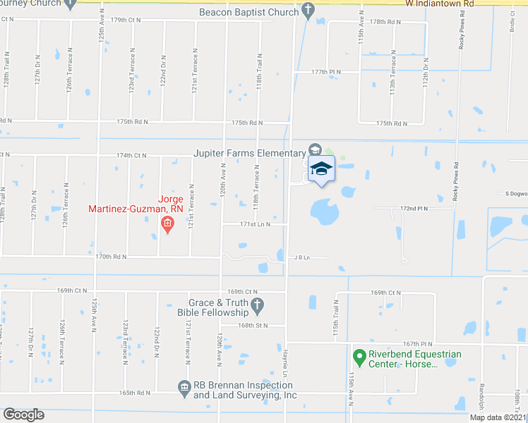 map of restaurants, bars, coffee shops, grocery stores, and more near 17224 118th Terrace North in Jupiter