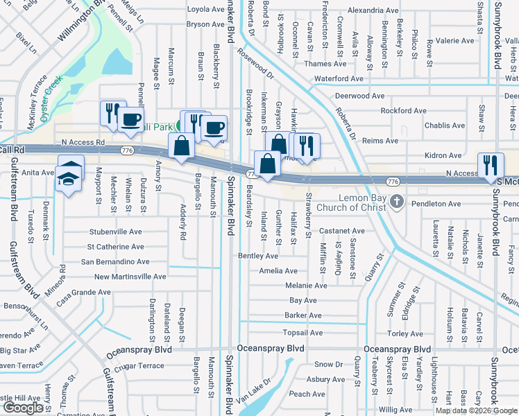 map of restaurants, bars, coffee shops, grocery stores, and more near 6990 Beardsley Street in Englewood
