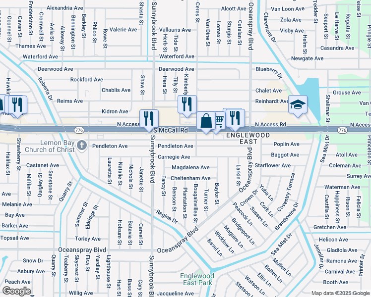 map of restaurants, bars, coffee shops, grocery stores, and more near 11097 Pendleton Avenue in Englewood