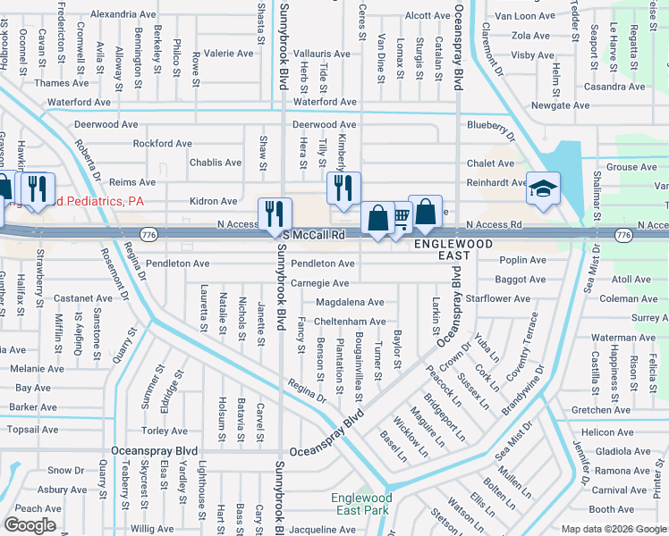 map of restaurants, bars, coffee shops, grocery stores, and more near 11097 Pendleton Avenue in Englewood