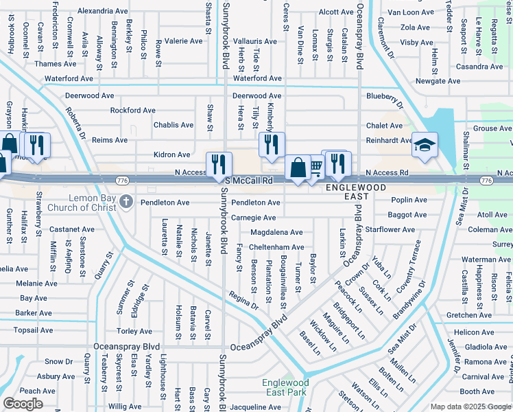 map of restaurants, bars, coffee shops, grocery stores, and more near 11050 Carnegie Avenue in Englewood