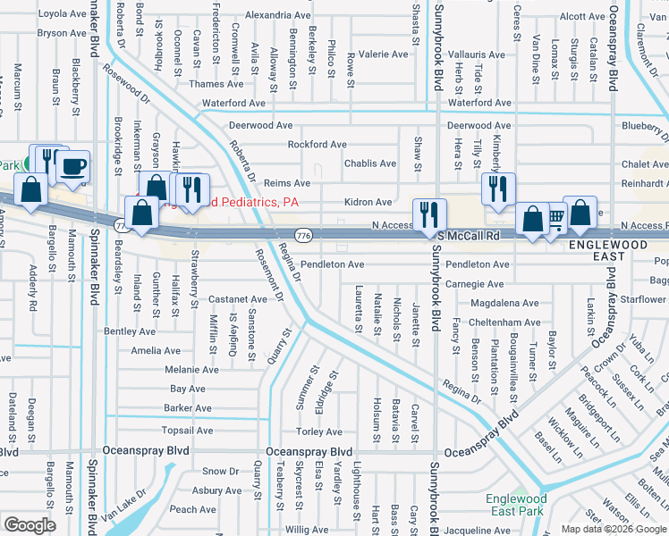 map of restaurants, bars, coffee shops, grocery stores, and more near 10386 Carnegie Avenue in Englewood
