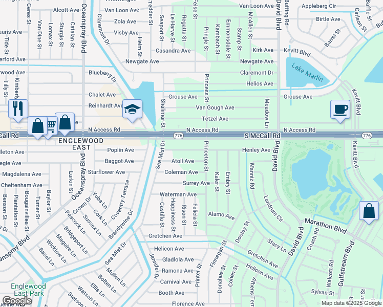 map of restaurants, bars, coffee shops, grocery stores, and more near 12056 Atoll Avenue in Port Charlotte