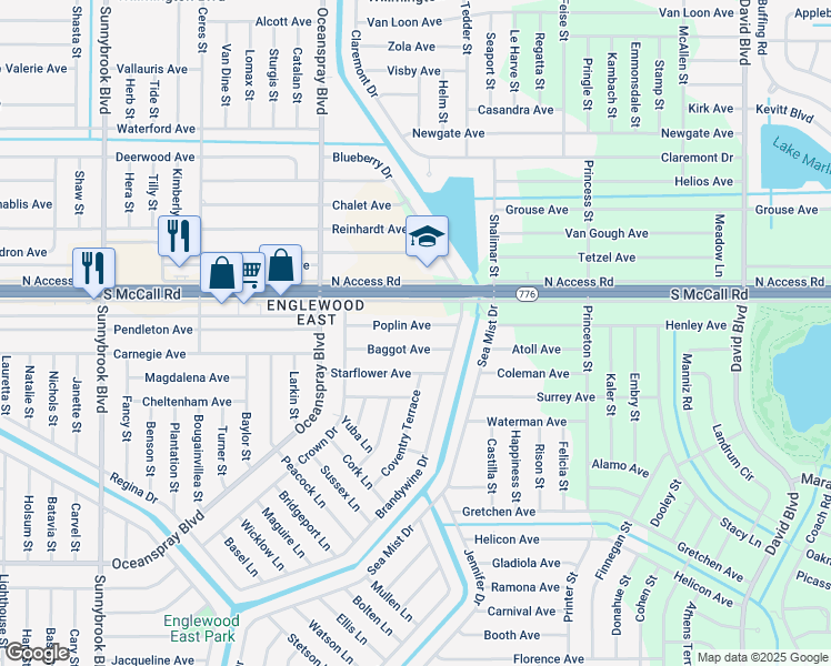 map of restaurants, bars, coffee shops, grocery stores, and more near 11384 Baggot Avenue in Englewood