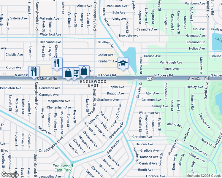 map of restaurants, bars, coffee shops, grocery stores, and more near 11336 Baggot Avenue in Englewood