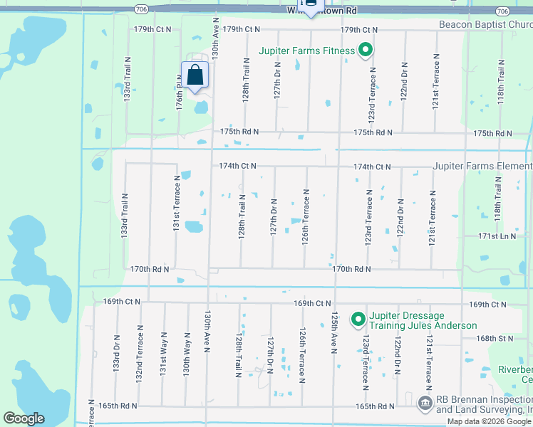 map of restaurants, bars, coffee shops, grocery stores, and more near 17261 127th Drive North in Jupiter