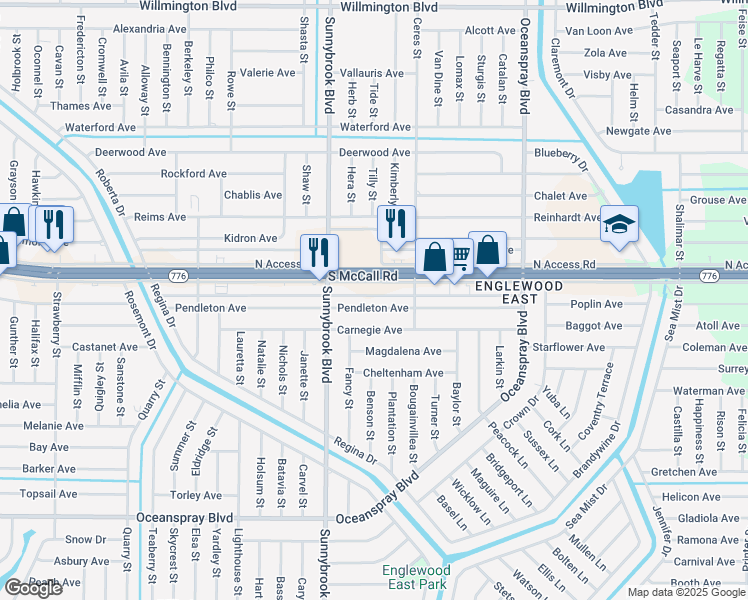 map of restaurants, bars, coffee shops, grocery stores, and more near 11050 Carnegie Avenue in Englewood