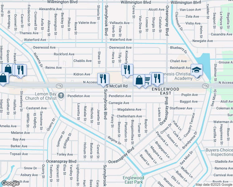 map of restaurants, bars, coffee shops, grocery stores, and more near 11050 Carnegie Avenue in Englewood