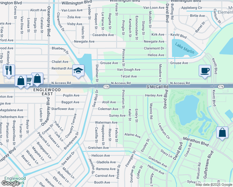 map of restaurants, bars, coffee shops, grocery stores, and more near 12048 Henley Avenue in Port Charlotte