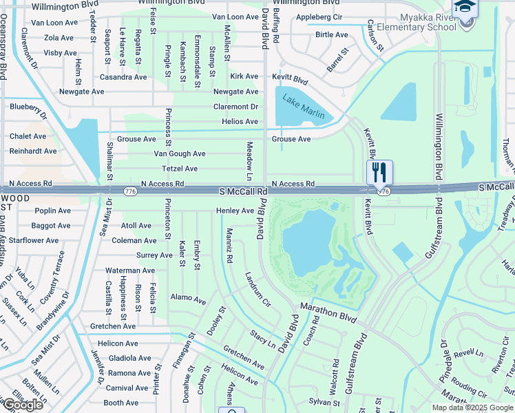 map of restaurants, bars, coffee shops, grocery stores, and more near 12283 South Access Road in Port Charlotte