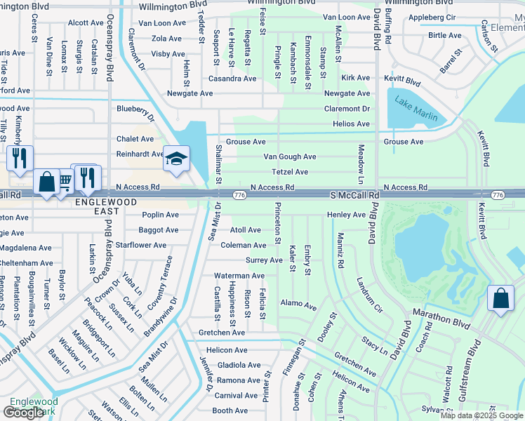 map of restaurants, bars, coffee shops, grocery stores, and more near 12079 South Access Road in Port Charlotte