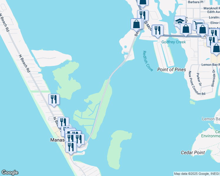 map of restaurants, bars, coffee shops, grocery stores, and more near 1340 Beach Road in Englewood