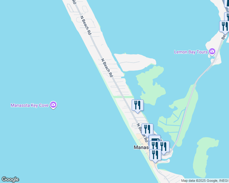 map of restaurants, bars, coffee shops, grocery stores, and more near 2610 North Beach Road in Englewood