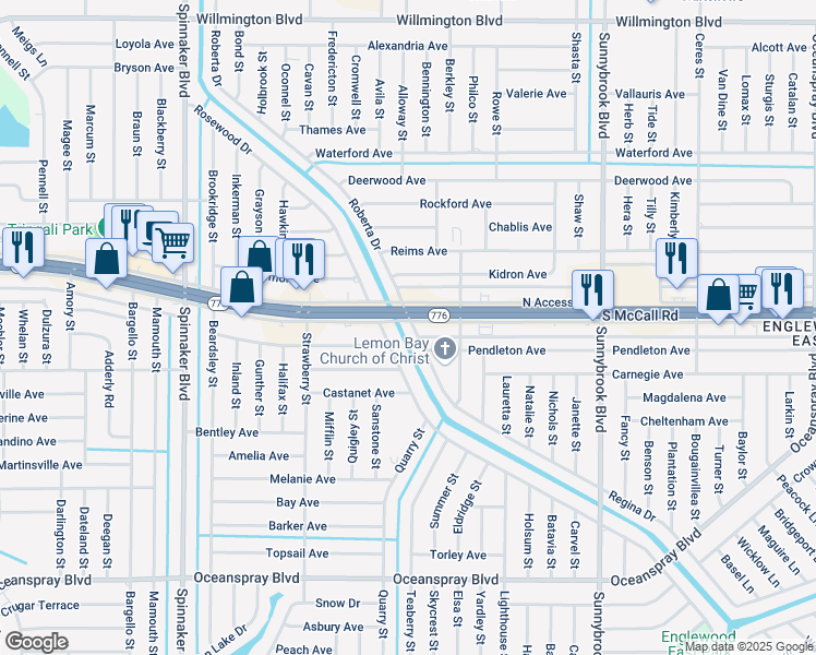 map of restaurants, bars, coffee shops, grocery stores, and more near 6937 Regina Drive in Englewood