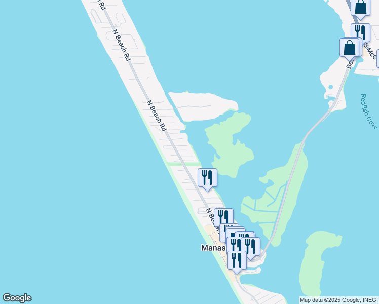 map of restaurants, bars, coffee shops, grocery stores, and more near 2645 North Beach Road in Englewood