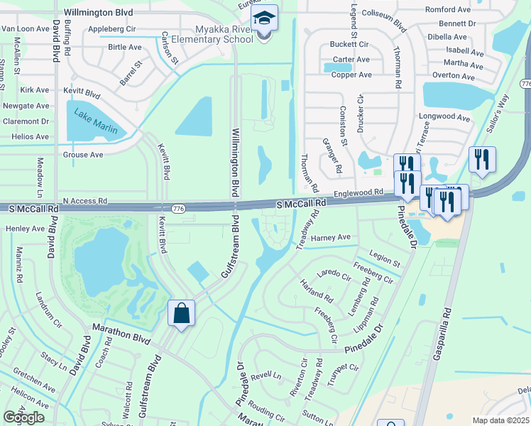 map of restaurants, bars, coffee shops, grocery stores, and more near 188 Portside Avenue in Port Charlotte
