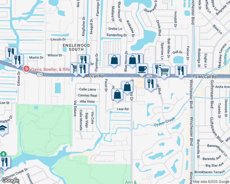 map of restaurants, bars, coffee shops, grocery stores, and more near 6498 Hamlet Drive in Englewood