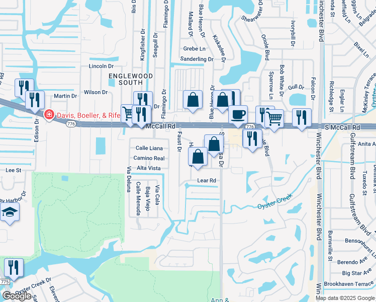 map of restaurants, bars, coffee shops, grocery stores, and more near 6498 Hamlet Drive in Englewood