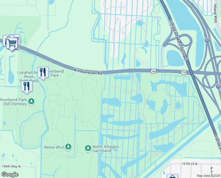 map of restaurants, bars, coffee shops, grocery stores, and more near 182 Rosalia Court in Jupiter