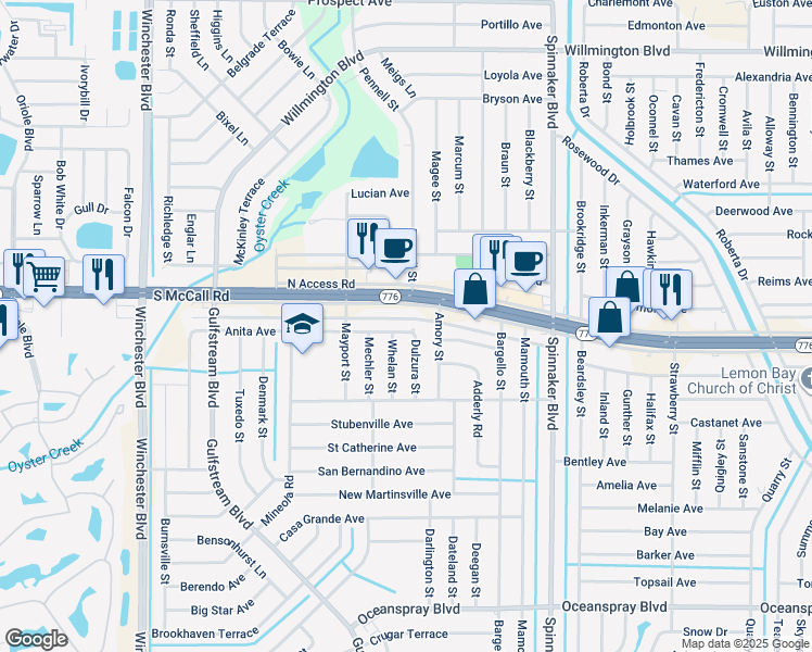 map of restaurants, bars, coffee shops, grocery stores, and more near 3385 South Access Road in Englewood