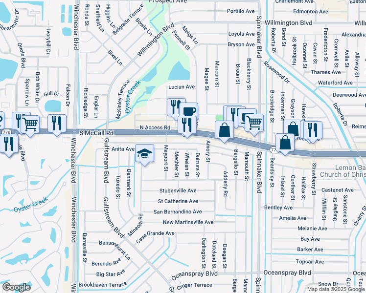 map of restaurants, bars, coffee shops, grocery stores, and more near 3385 South Access Road in Englewood