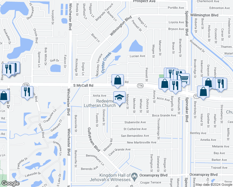 map of restaurants, bars, coffee shops, grocery stores, and more near 3285 South Access Road in Englewood