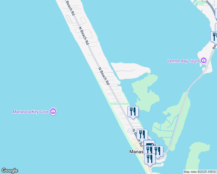 map of restaurants, bars, coffee shops, grocery stores, and more near 2740 North Beach Road in Englewood