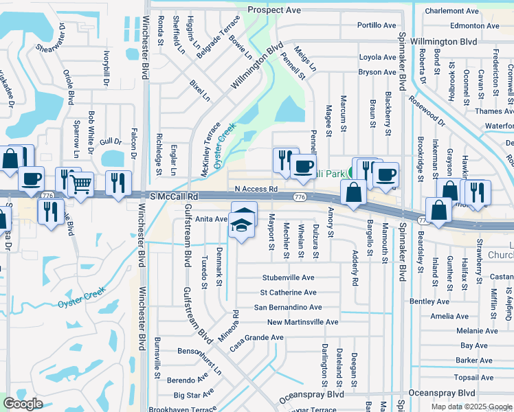 map of restaurants, bars, coffee shops, grocery stores, and more near 3285 South Access Road in Englewood
