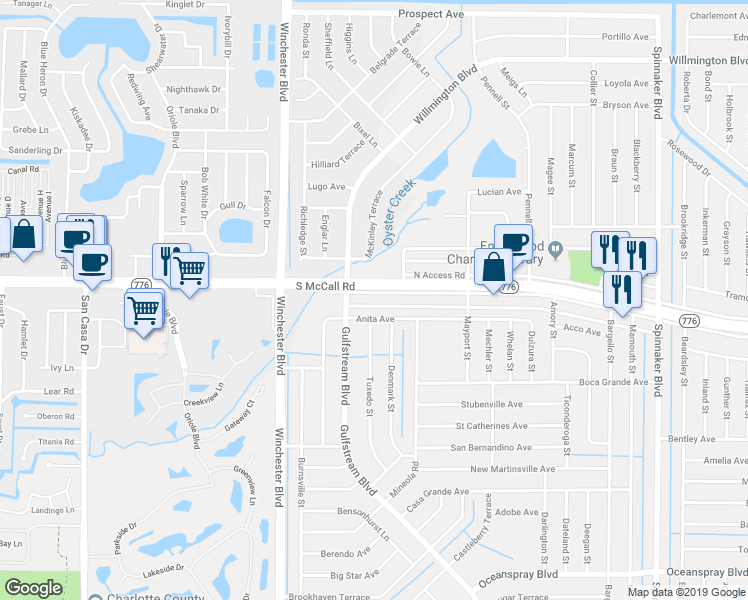 map of restaurants, bars, coffee shops, grocery stores, and more near 3213 S Access Rd in Englewood