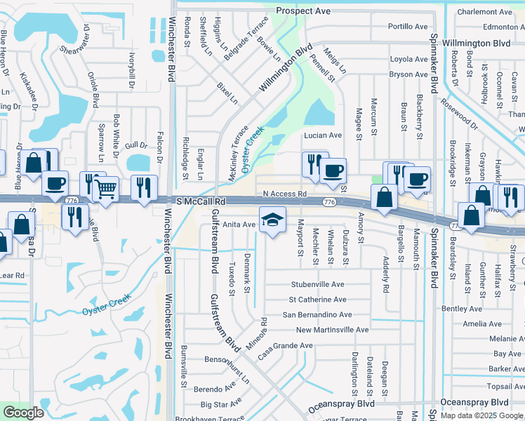 map of restaurants, bars, coffee shops, grocery stores, and more near 3257 South Access Road in Englewood